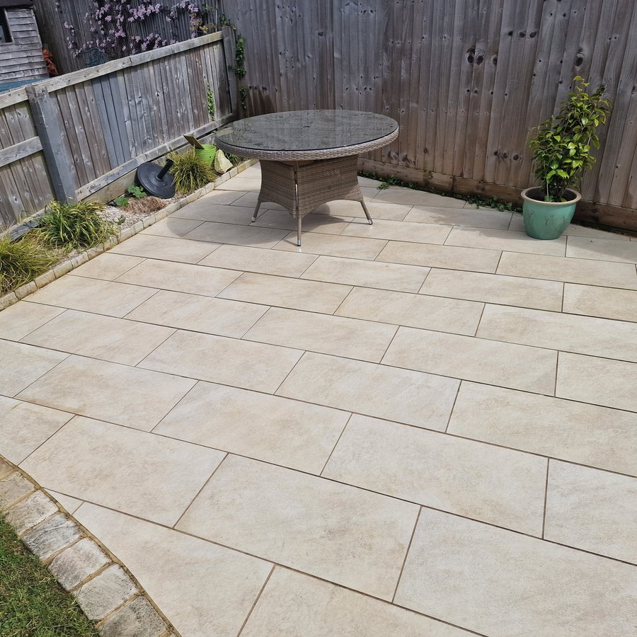 Tewkesbury patio after hot pressure washing