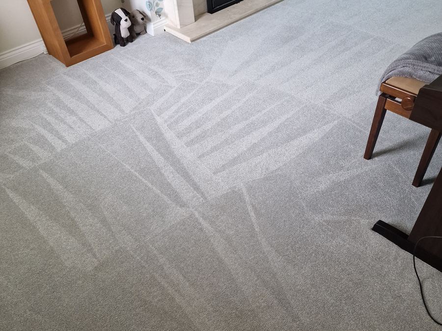 Living room carpet after a professional clean
