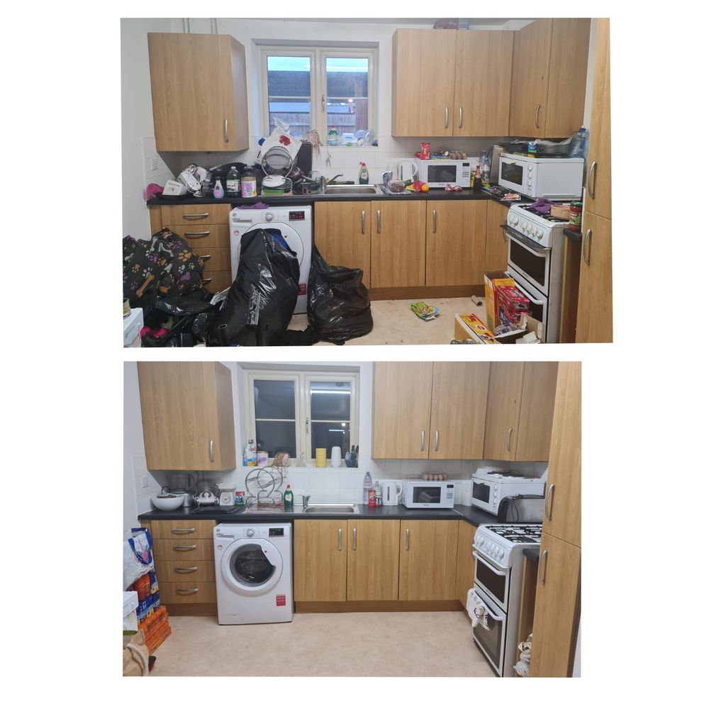 Rented kitchen before and after an end of tenancy clean